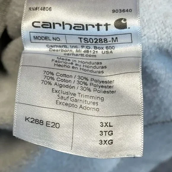 CARHARTT Men’s Hoodie Sweatshirt 3XL Heather Grey Logo Sleeve Loose Fit Pocket - Picture 7 of 14